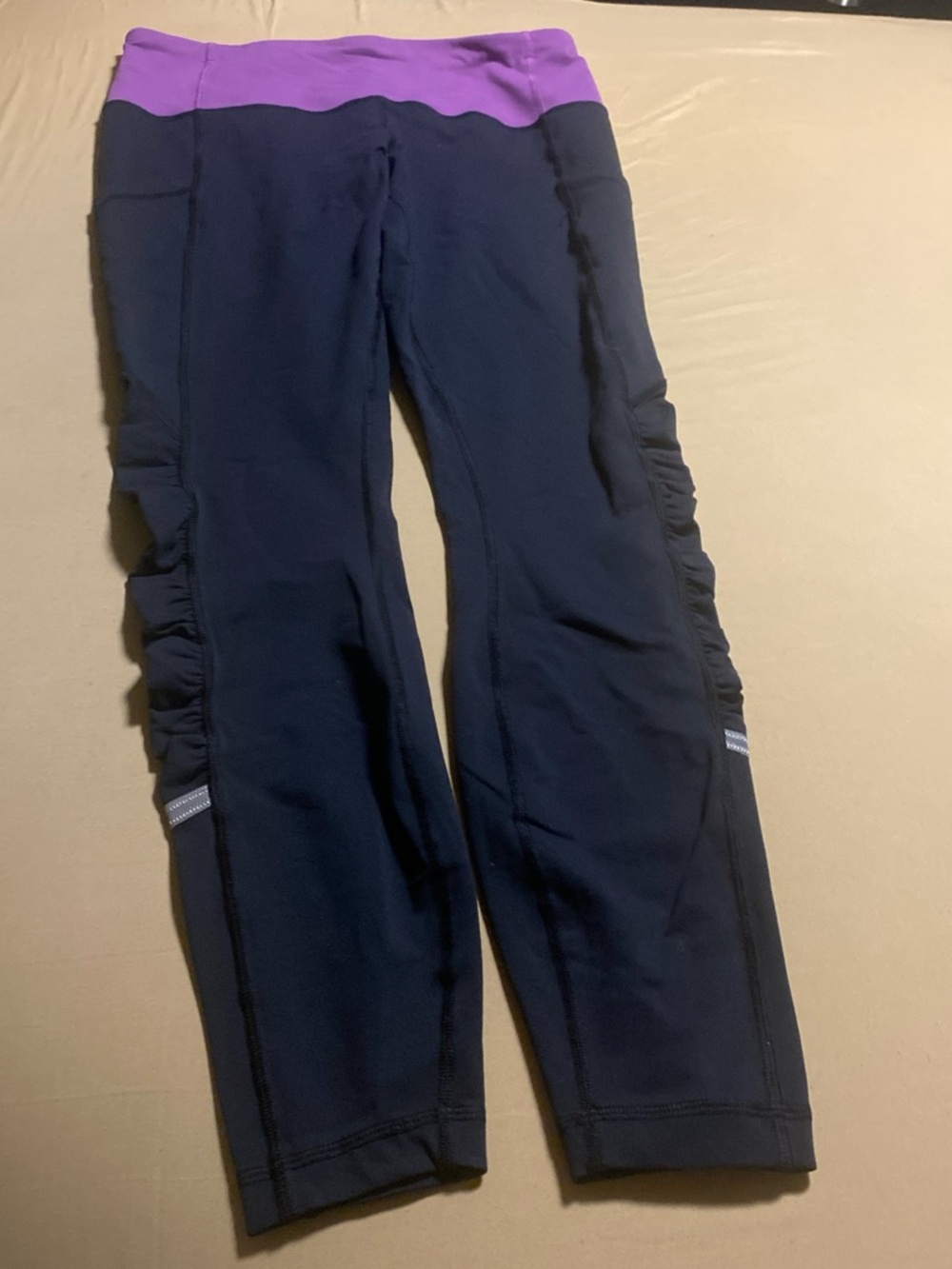 Lululemon ' Active Black Leggings with Purple Waistband